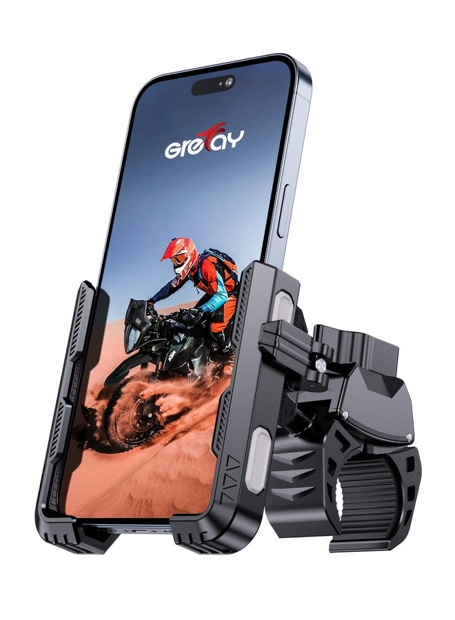 Grefay Bicycle Phone Holder Motorcycle Phone Holder [1S Quick Release Robust Connections] Anti Shake Universal 360° Bicycle Handlebar Holder for iPhone 15/14/13 Samsung S23/S22 4.5-7" Smartphone - Image 1