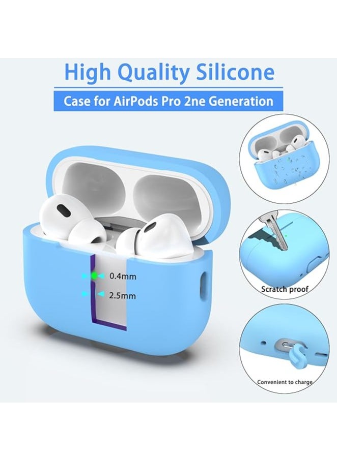 wexon - Protective Shockproof Silicone Case Cover for Apple AirPods pro 2 Generation Light Blue - Image 1