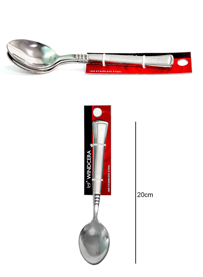 WINDCERA مجموعة ملاعق حلوى 3 قطع من الفولاذ المقاوم للصدأ للاستخدام المتعدد - Image 2