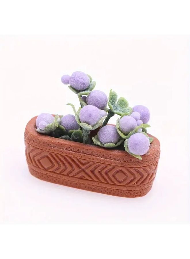 Purple Miniature Artificial Potted Plant Model For Dollhouse DIY Landscape Decor - Image 1
