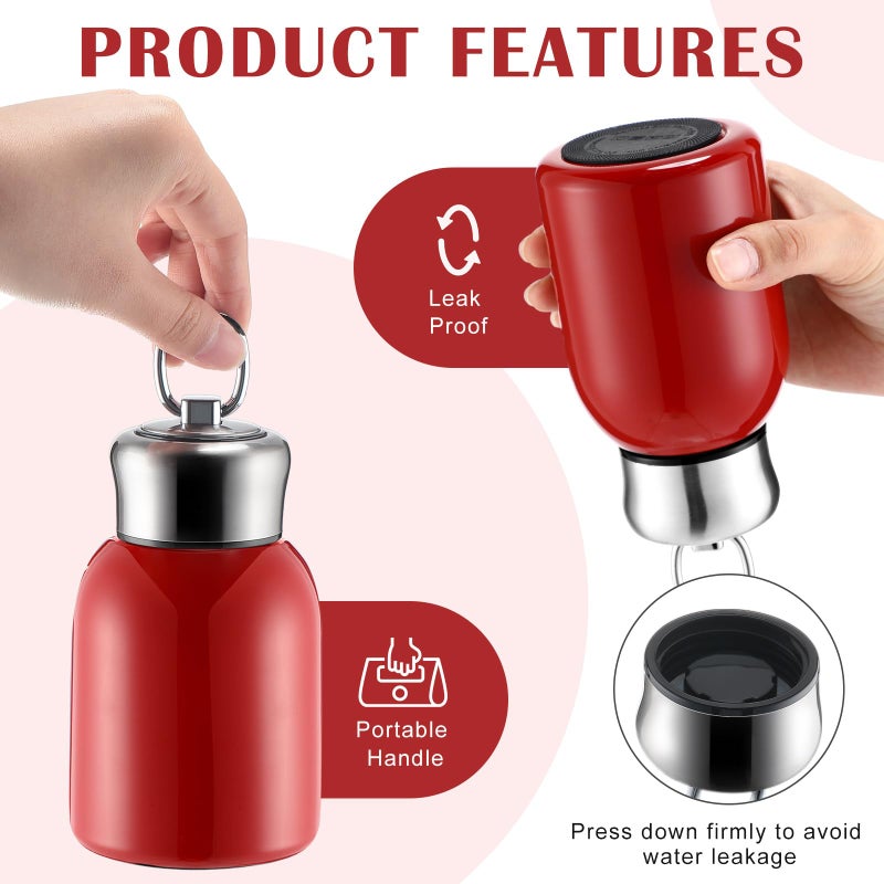 Mifoci 1 Pcs 10Oz Mini Water Bottles Stainless Steel Slim Insulated Thermal For Hot Cold Drink Thermal Small Vacuum Portable Water Bottle For Women Gifts Travel Camping Hiking (Red) - Image 4