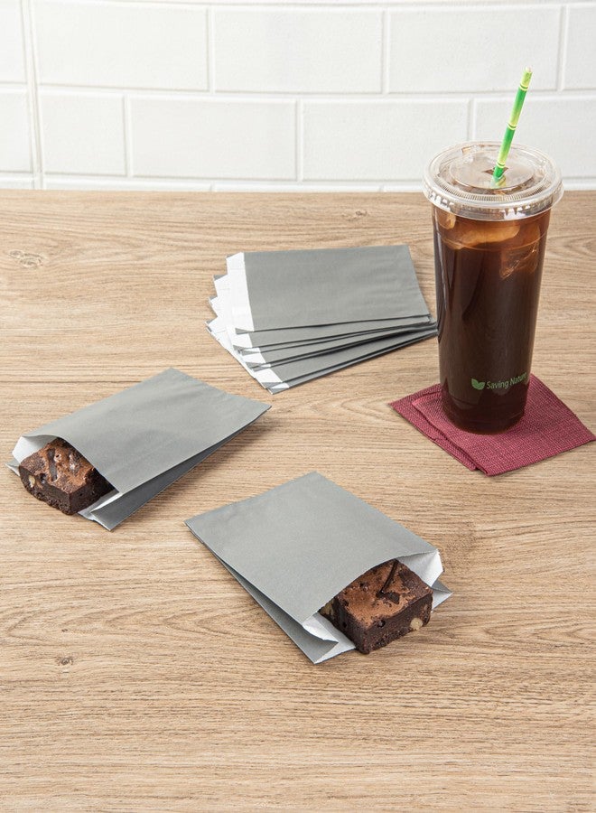 Restaurantware Bag Tek 4.3 x 1.6 x 6.3 Inch Paper Bags For Snacks 100 Durable French Fry Bags - Disposable Greaseproof Paper Gray Snack Bags For Popcorn Cookies Or Fries - Image 3