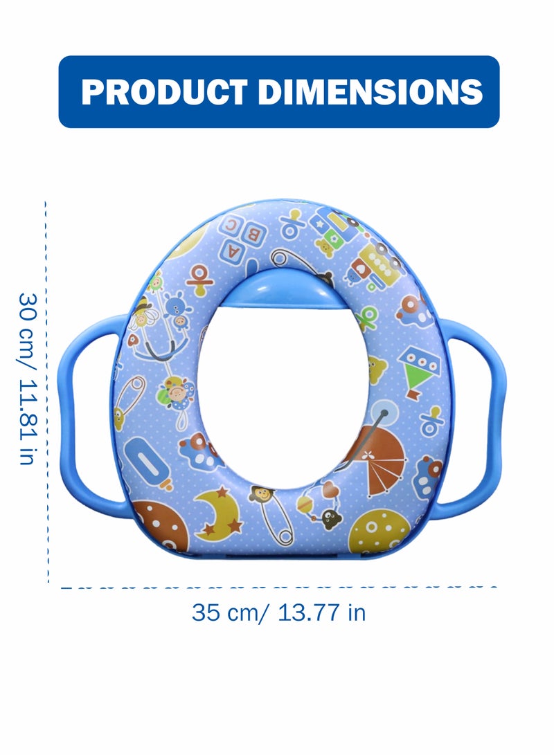 توشيونيكس مقعد تدريب الطفل على استخدام المرحاض مع مقابض مدمجة وواقي من الرذاذ ووسادة ناعمة قابلة للفصل، غطاء مقعد مرحاض مريح وآمن للأطفال الرضع والأطفال الصغار، محمول وخفيف الوزن وسهل التنظيف ومتوافق مع مقاعد المرحاض العادية والمستطيلة، مقعد مرحاض مناسب للسفر للأولاد والبنات - Image 5