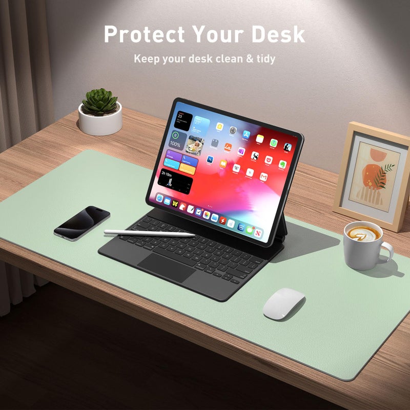 Aothia Large PU Leather Desk Pad Protector â€“ Non-Slip Mouse Pad & Writing Mat for Office/Home, Waterproof, Easy to Clean (36" x 17", Aqua) - Image 4
