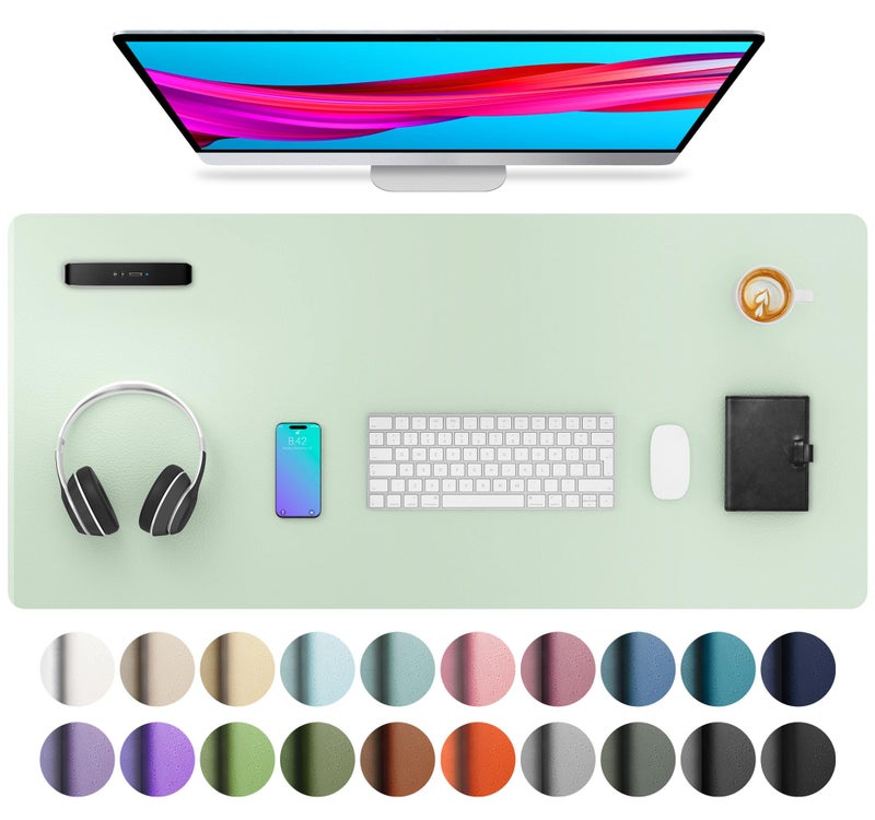 Aothia Large PU Leather Desk Pad Protector â€“ Non-Slip Mouse Pad & Writing Mat for Office/Home, Waterproof, Easy to Clean (36" x 17", Aqua) - Image 1