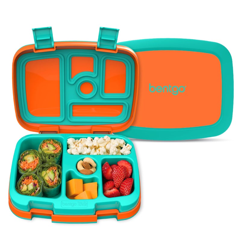 Bentgo Kids BentoStyle 5Compartment LeakProof Lunch Box  Ideal Portion Sizes for Ages 3 to 7  Durable DropProof Dishwasher Safe BPAFree  Made with FoodSafe Materials Orange