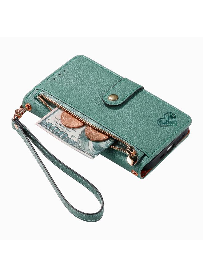 S-TOP Case For iPhone 15 Pro Love Zipper Lanyard Leather Phone Case - Image 3