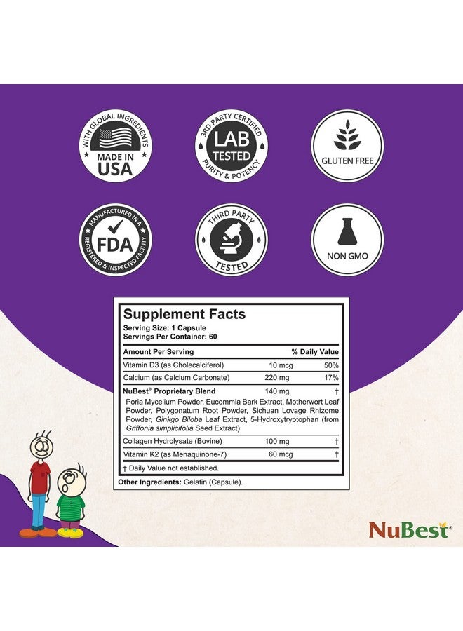 NuBest نيو بيست تال 10+ - تركيبة قوية لتعزيز صحة العظام، المناعة العامة والصحة العامة للأعمار 10+ - لمن يشربون الحليب يومياً مع الكالسيوم، فيتامين د3، فيتامين ك2، والفيتامينات المتعددة - 60 كبسولة - Image 2