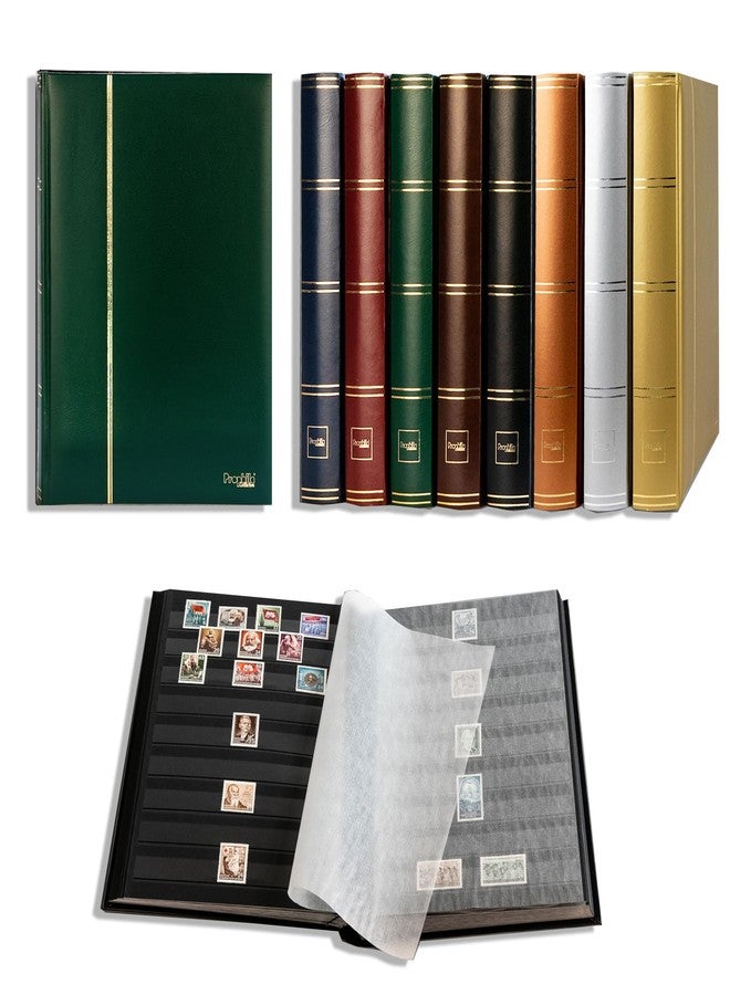 Prophila Collection 64 Black Pages Stamp Album Insert Book Padded Green Cover - Image 1