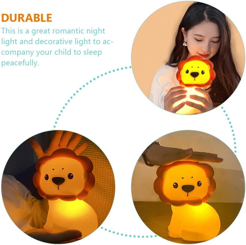 GALPADA Silicone Lion Night Light Bedside Lamp for Room Nursery Cartoon Nursing Light Soft Glow Bedroom Decorative Nightlight - Image 3