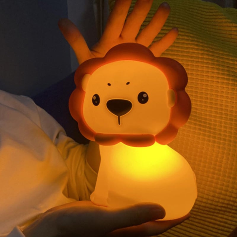 GALPADA Silicone Lion Night Light Bedside Lamp for Room Nursery Cartoon Nursing Light Soft Glow Bedroom Decorative Nightlight - Image 5