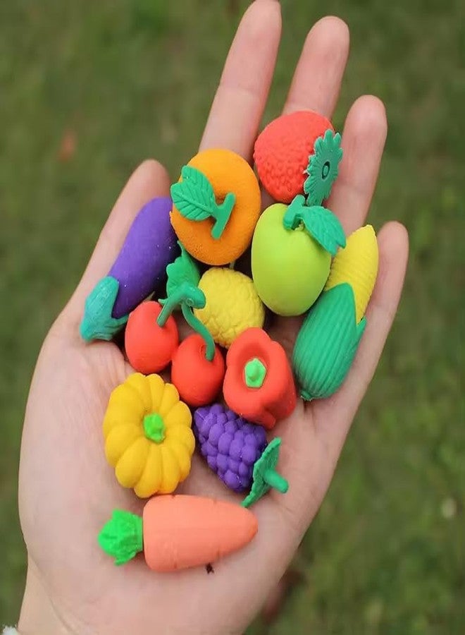 Radiance™ Fruit & Vegetable Shape Erasers for Kids | Cute Mini Food Erasers for School & Art Use | Non-Toxic Stationery | Birthday Return Gifts, Classroom Rewards | Assorted Pack of 24 Pcs (Set of 6) - Image 2