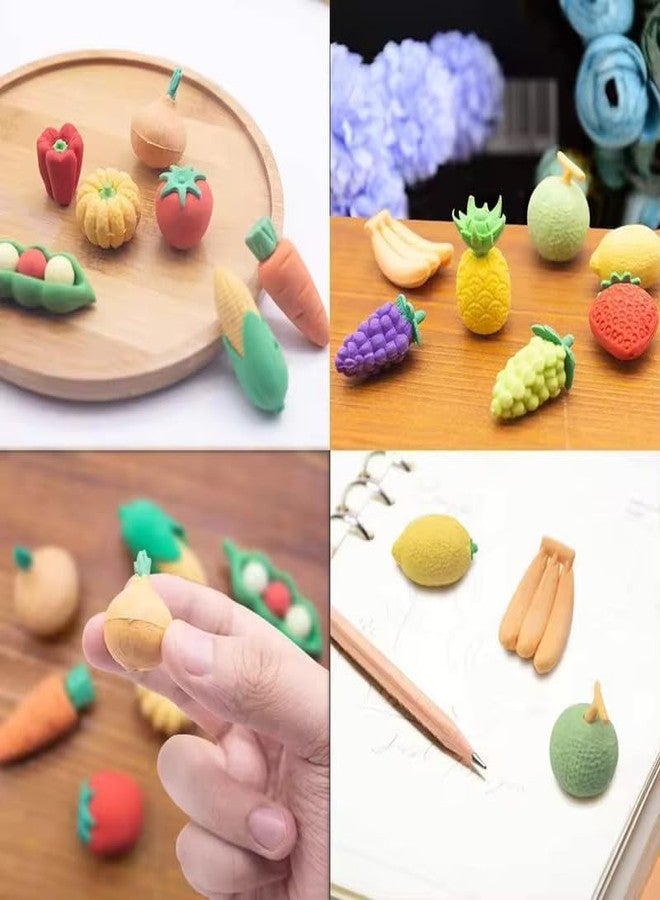 Radiance™ Fruit & Vegetable Shape Erasers for Kids | Cute Mini Food Erasers for School & Art Use | Non-Toxic Stationery | Birthday Return Gifts, Classroom Rewards | Assorted Pack of 24 Pcs (Set of 6) - Image 5