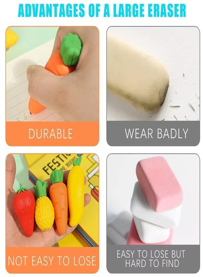 Radiance™ Fruit & Vegetable Shape Erasers for Kids | Cute Mini Food Erasers for School & Art Use | Non-Toxic Stationery | Birthday Return Gifts, Classroom Rewards | Assorted Pack of 24 Pcs (Set of 6) - Image 4