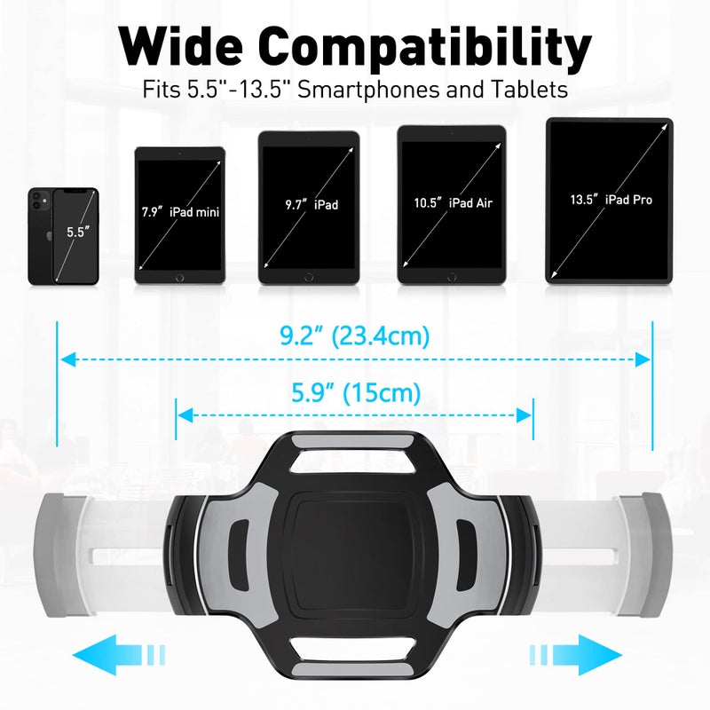 AboveTEK Bracket Tablet Holder for 5.5-13.5" Tablet & Phone (Holder Only), to Be Paired with Compatible Tablet Stand as Swivel Folding Clamp Mount for Kitchen Office Desk POS Kiosk Reception - Image 2