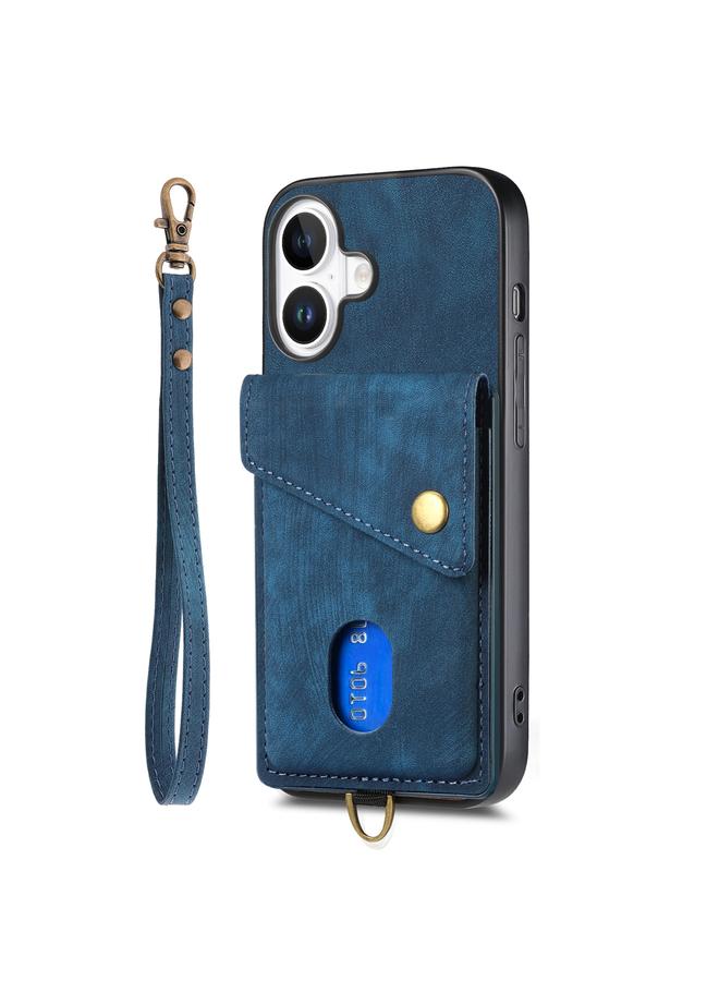 اس-توب جراب هاتف iPhone 16 Retro Card Wallet Leather قابل للطي مع حزام - Image 2