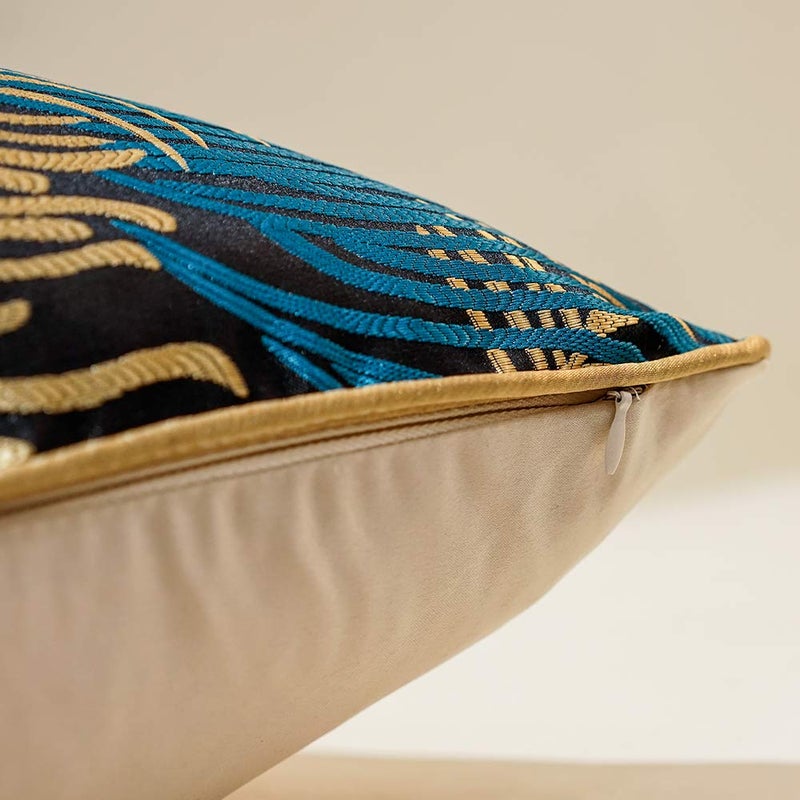 Avigers 12 x 20 Inches Navy Blue Gold Peacock Feathers Cushion Cases Luxury Throw Pillow Covers Home Decorative Pillows for Couch Sofa Living Room Bedroom Cars 30 x 50cm - Image 4