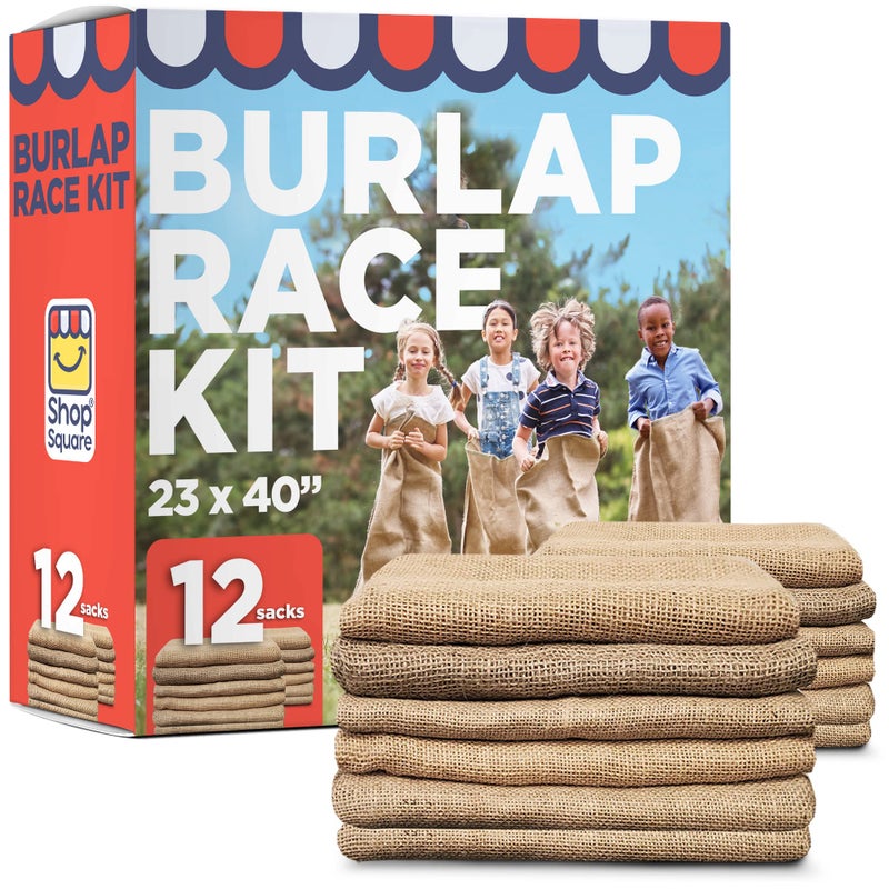 Shop Square Large Burlap Potato Sack Race Bags 23x40 Burlap Bags Outdoor Lawn Games for Kids Adults Easter Games 4th of July BBQ Picnic Block Party Family Reunion Birthday Party Halloween Set of 12 - Image 2