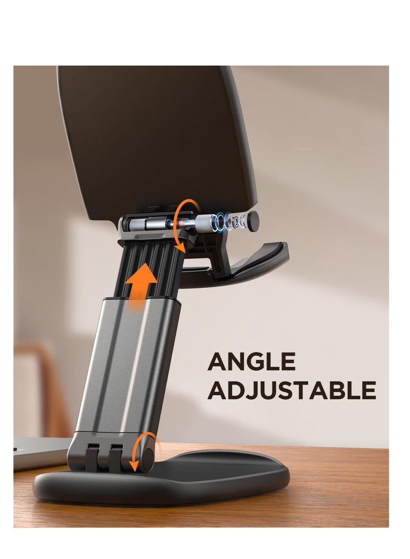 Excefore Desk Cell Phone Stand, Foldable Phone Stand, Metal Counterweight Base & Height Angle Adjustable Phone Stand, for 4.7"-11" Cell Phones and Tablets (Black)  - Image 5