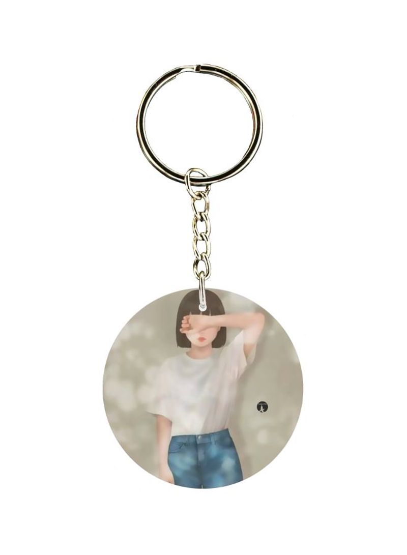 RKN Girl Cartoon Printed Keychain
