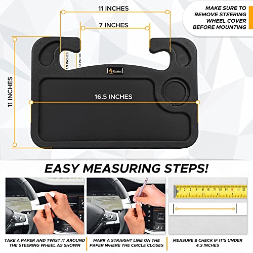 EcoNour 2 in 1 Car Steering Wheel Desk, Tray for Laptop Car Mount with Pen Holder| Food Tray for Eating with Drinks Holder | Multipurpose Travel Car Accessories - Image 5
