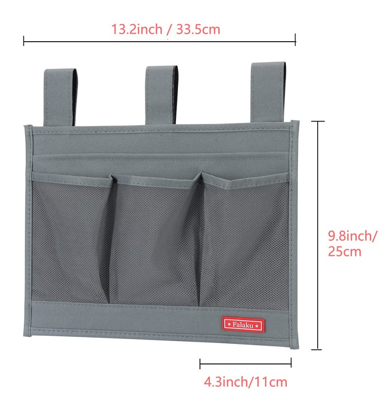 Falaku Hanging Bedside Caddy Bedside Organizer Caddy For Bed Rails(4 Pockets-Grey) - Image 4