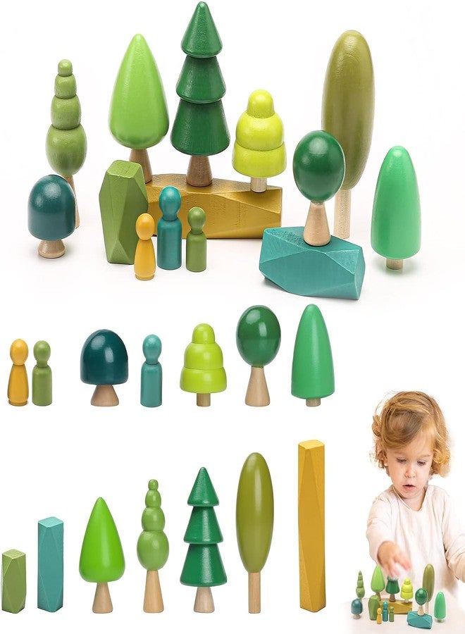 JETM·HH JETMHH Wooden Tree Toys Balancing Stone Blocks | Wooden Sorting Stacking Balancing Stone Rocks for Toddlers 3+ | Lightweight Colorful Educational Toys (Forest) - Image 1
