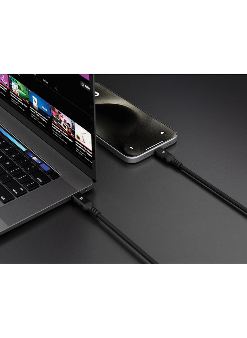 Powerology Power Sync Wave USB-C to USB-C 1.2m Cable PD60W / 480Mbps Data Transfer / High-Speed Charging Cable / Power + Sync - Black  - Image 2