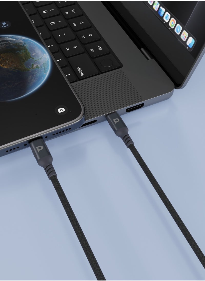 Powerology Power Sync Wave USB-C to USB-C 1.2m Cable PD60W / 480Mbps Data Transfer / High-Speed Charging Cable / Power + Sync - Black  - Image 3