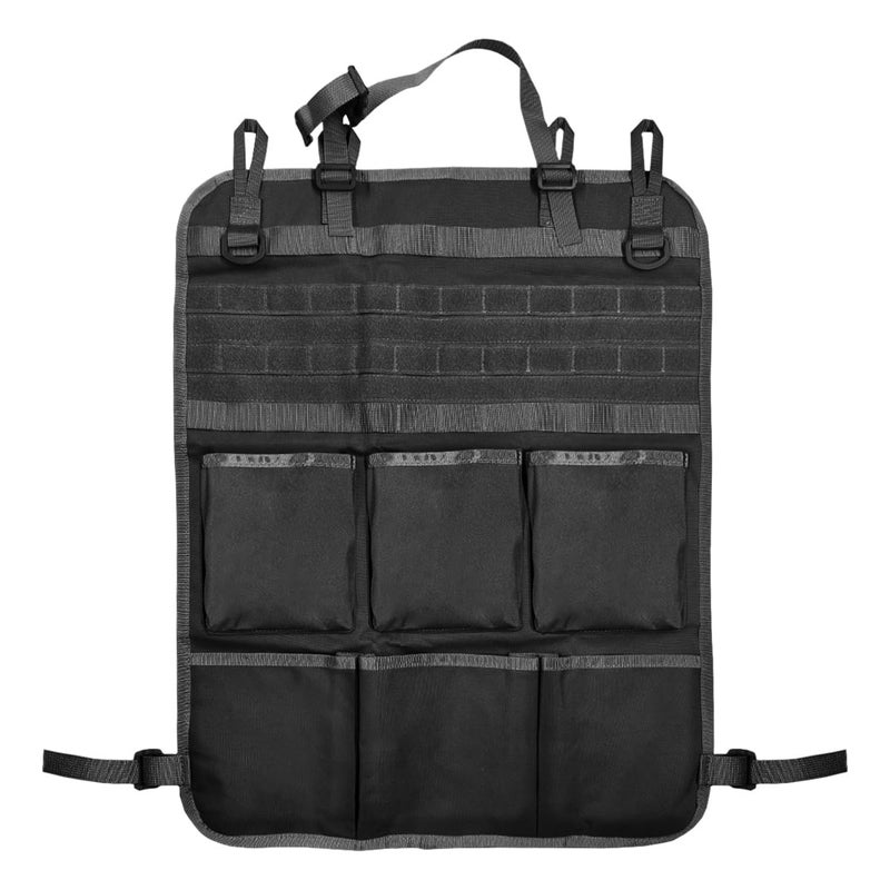 Tuxihapp Tactical Molle Panel Car Seat Back Organizer Waterproof Car Front Seat Protector with Multiple Pockets Universal Kick Mat for KidsPets Vehicle Backseat Storage Bag for Most Cars Black - Image 3