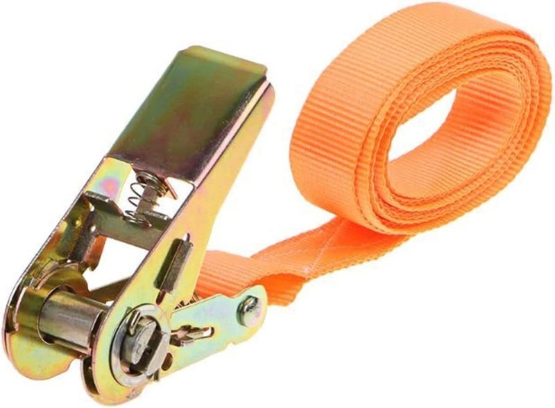 Orange Heavy Duty Ratchet Tie Down Straps with Metal Buckle Adjustable Lashing Cargo Luggage Belt - Image 5