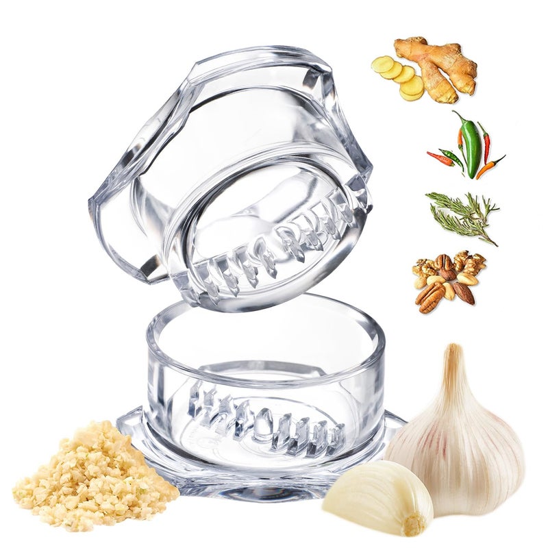 Nextrend Garlic Twister 4th Gen - Garlic Mincer & Garlic Press in One - for Ginger, Herbs, Nuts & more, BPA-Free, Dishwasher Safe, 3-5 Clove Capacity - Clear - Image 1