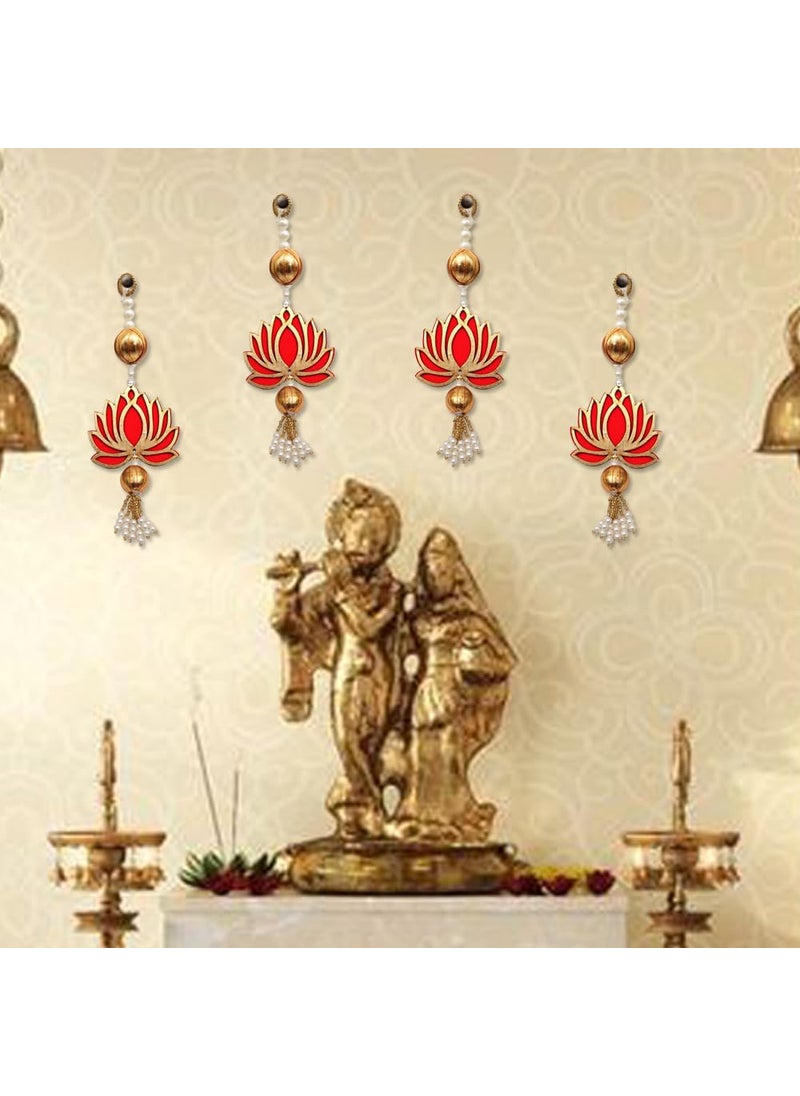 Perpetual Perpetual Lotus Hangings for Decoration Floral Wall Hangings for Temple, Mandir, Diwali Decor | Lotus Hangings for Decoration | Ganpati Decoration Items for Home (Pack6)  - Image 1