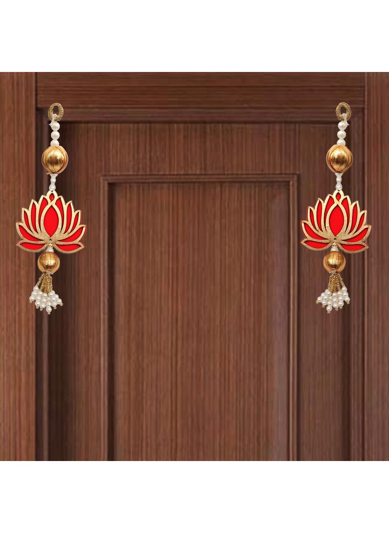 Perpetual Perpetual Lotus Hangings for Decoration Floral Wall Hangings for Temple, Mandir, Diwali Decor | Lotus Hangings for Decoration | Ganpati Decoration Items for Home (Pack6)  - Image 2