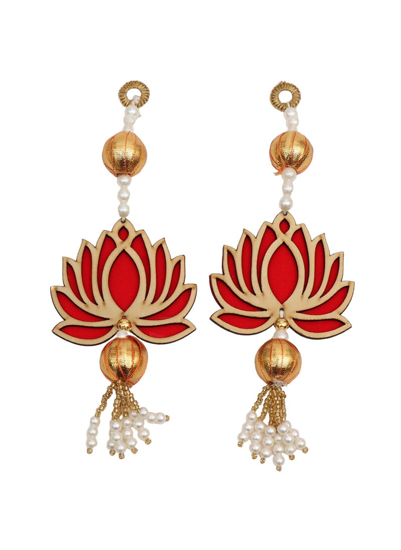 Perpetual Perpetual Lotus Hangings for Decoration Floral Wall Hangings for Temple, Mandir, Diwali Decor | Lotus Hangings for Decoration | Ganpati Decoration Items for Home (Pack6)  - Image 4