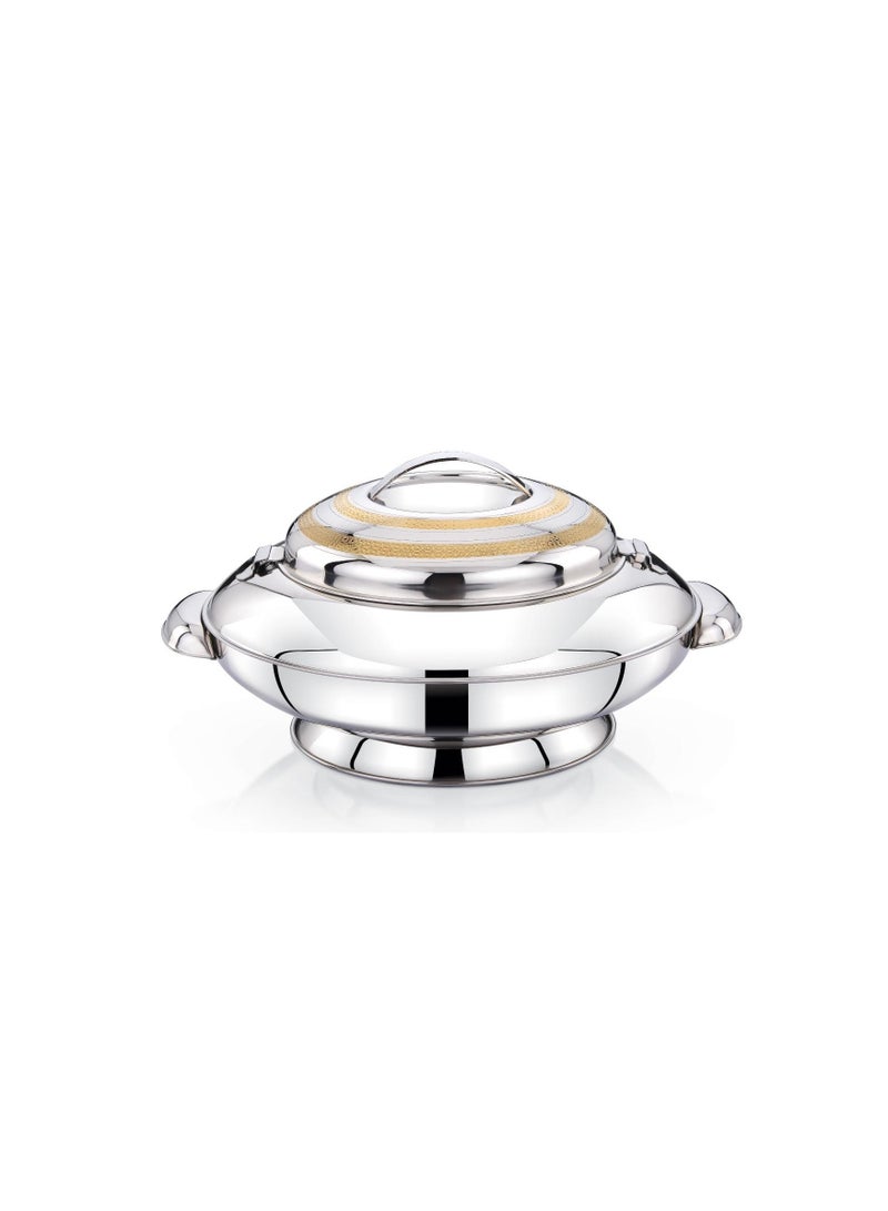 Homemaker Yaris Hotpot 2500ml Capacity - Unique Locking Lid - High Quality Stainless Steel - Gold Etching & Silver  - Image 1
