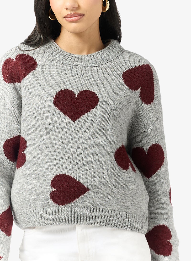 اونلي كنزة صوفية بأكمام طويلة بتفاصيل قلب - Image 3