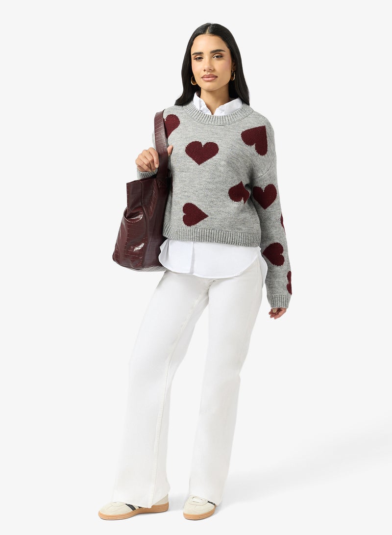 اونلي كنزة صوفية بأكمام طويلة بتفاصيل قلب - Image 4