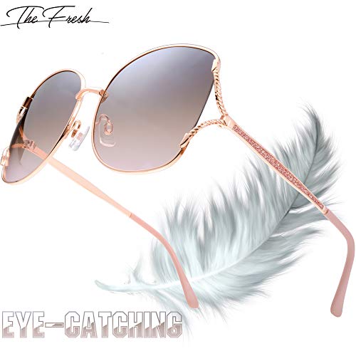 The Fresh Classic Crystal Elegant Women Beauty Design Sunglasses Gift Box (L142-Gold, Brown/Pink) - Image 3