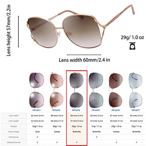 The Fresh Classic Crystal Elegant Women Beauty Design Sunglasses Gift Box (L142-Gold, Brown/Pink) - Image 4