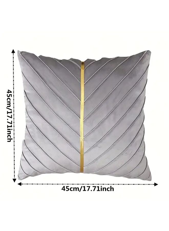 Grey Pleated Striped Pillow Cover Removable Washable Simple Stylish Cushion Cover for Sofa Bed Headrest Home Living Room Bedroom Accent Contemporary Decor Durable Fabric Throw - Image 3