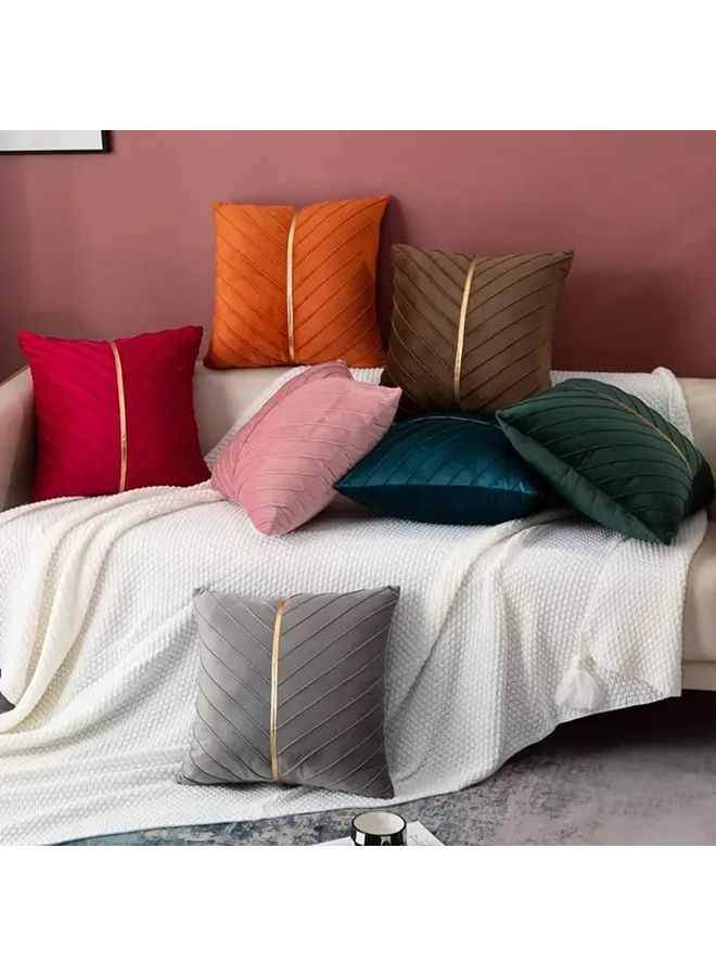 Grey Pleated Striped Pillow Cover Removable Washable Simple Stylish Cushion Cover for Sofa Bed Headrest Home Living Room Bedroom Accent Contemporary Decor Durable Fabric Throw - Image 4