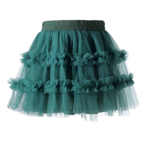Ashken Toddler Baby Girl Tutu Tulle Layered Ruffle Skirt for Little Gig Girls 6 Months-10T Dark Green - Image 1