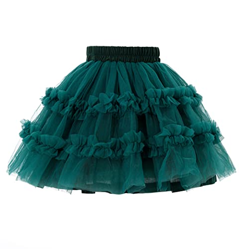 Ashken Toddler Baby Girl Tutu Tulle Layered Ruffle Skirt for Little Gig Girls 6 Months-10T Dark Green - Image 2