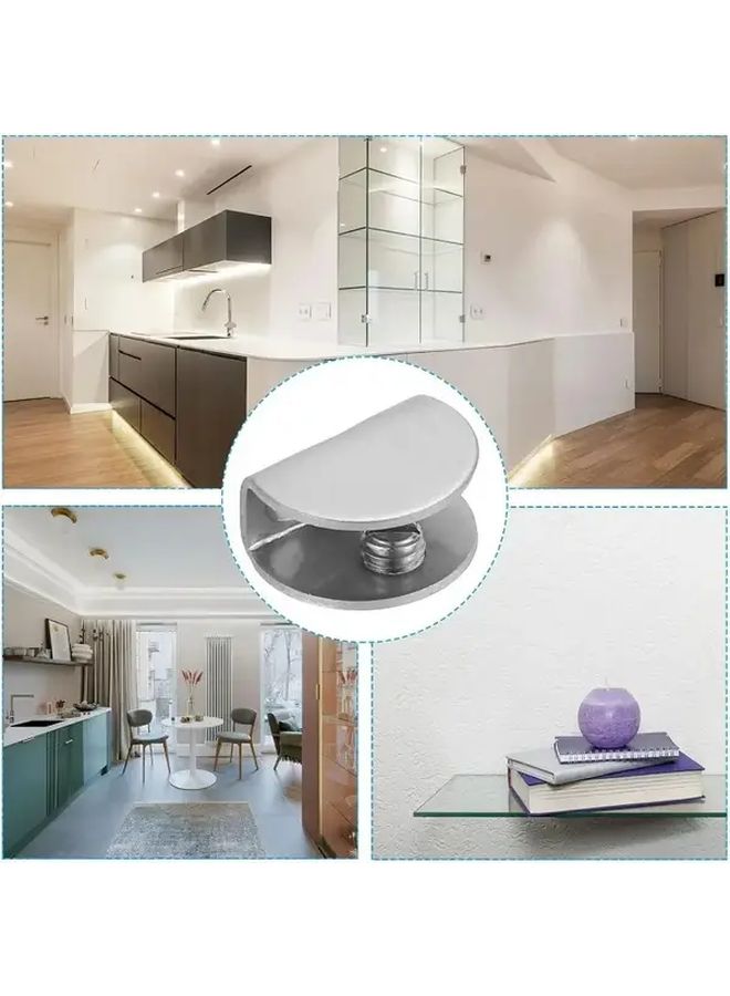 4pcs Silvery Half Circle Clips for Shower Glass Clamp 4-8mm B - Image 4