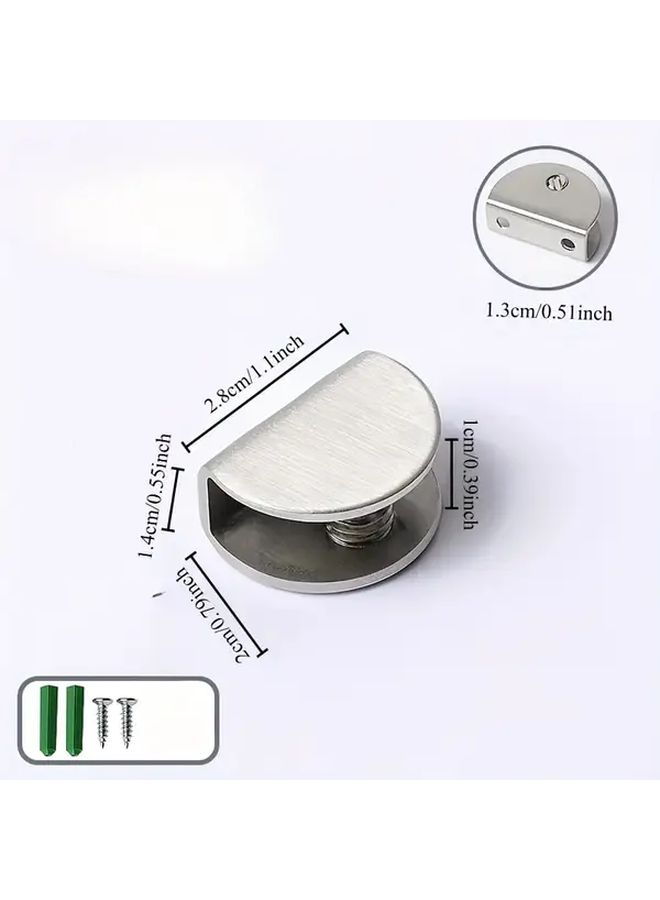 4pcs Silvery Half Circle Clips for Shower Glass Clamp 4-8mm B - Image 2