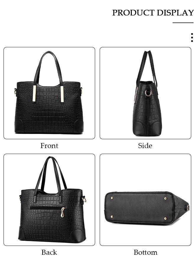 DUNISO 2 قطع المرأة المحافظ وحقائب اليد الأنيقة مجموعة حقيبة الكتف السيدات مصمم حقيبة رسول حمل حقيبة حقيبة كروسبودي للتسوق العمل - Image 5