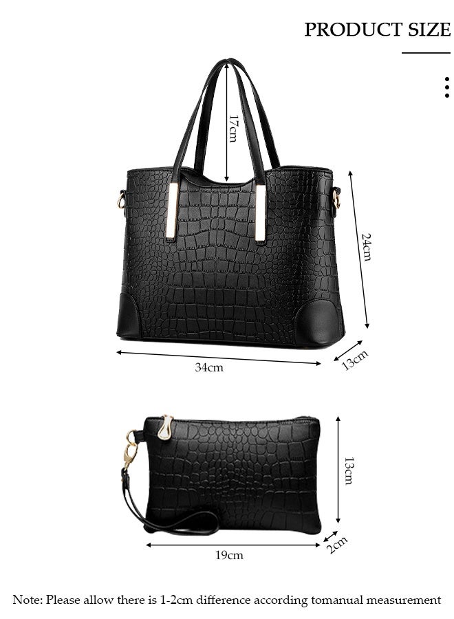 DUNISO 2 قطع المرأة المحافظ وحقائب اليد الأنيقة مجموعة حقيبة الكتف السيدات مصمم حقيبة رسول حمل حقيبة حقيبة كروسبودي للتسوق العمل - Image 3