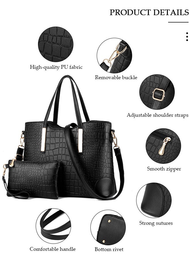 DUNISO 2 قطع المرأة المحافظ وحقائب اليد الأنيقة مجموعة حقيبة الكتف السيدات مصمم حقيبة رسول حمل حقيبة حقيبة كروسبودي للتسوق العمل - Image 4