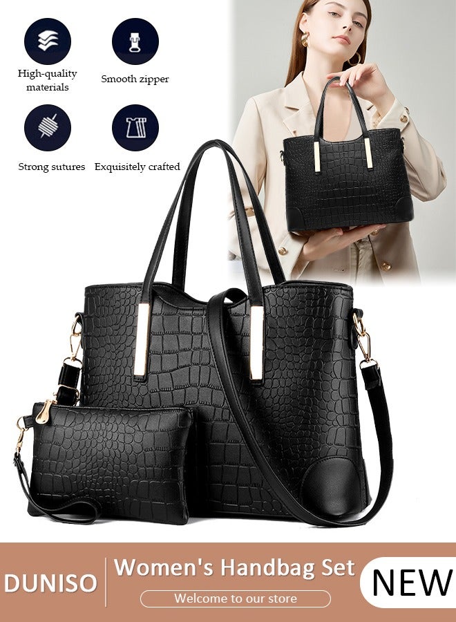 DUNISO 2 قطع المرأة المحافظ وحقائب اليد الأنيقة مجموعة حقيبة الكتف السيدات مصمم حقيبة رسول حمل حقيبة حقيبة كروسبودي للتسوق العمل - Image 1